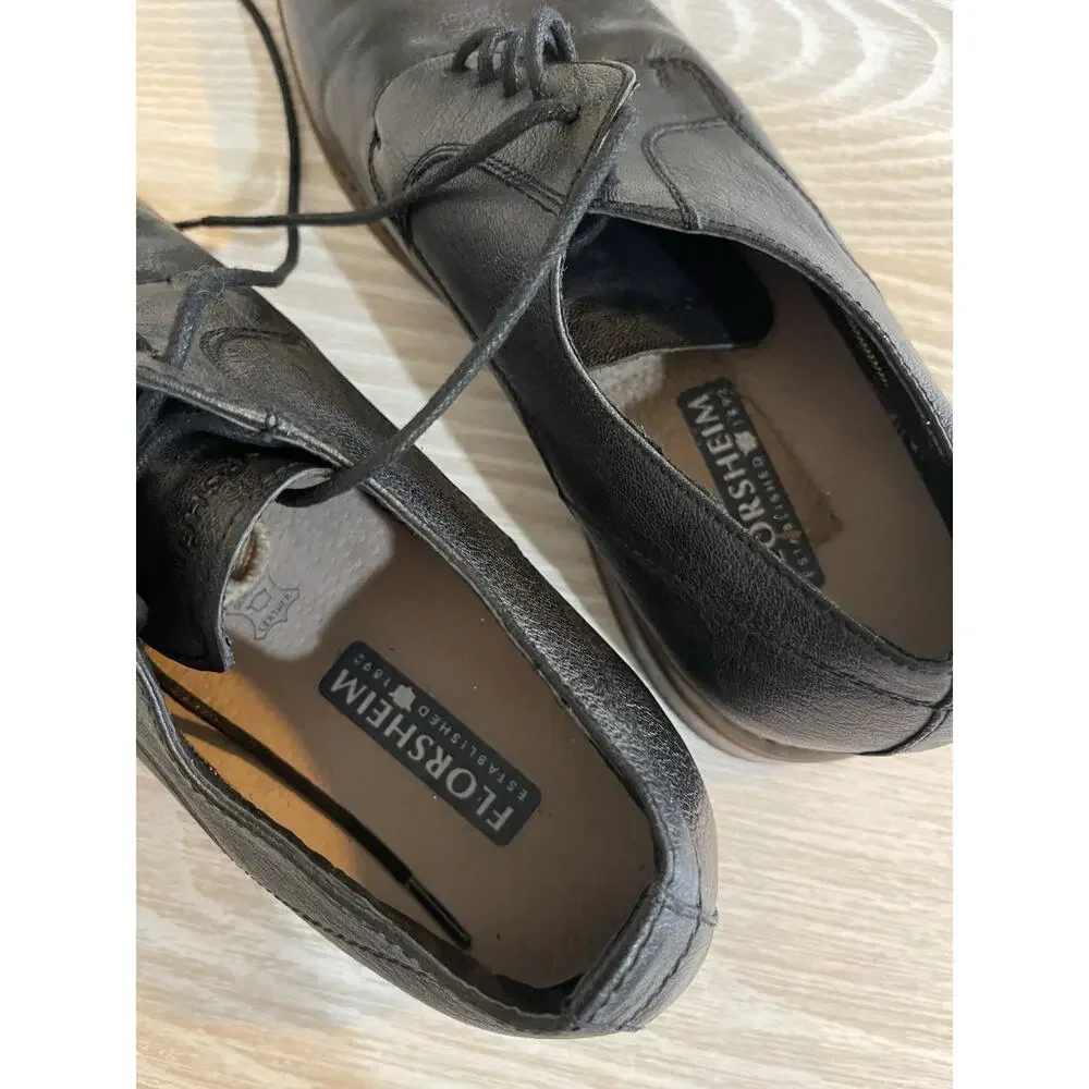 New Florsheim Black Plain Toe Lace-Up Leather Oxford Men 8 D/ 15084-001 RET $130
